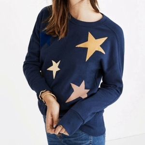 Madewell Miles Navy Velvet Star Crewneck